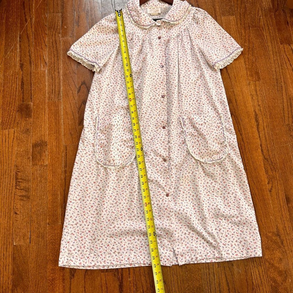 Vintage Leisure Life Womens House Dress Size Large Robe Housecoat Pearl Snap 70s - Picture 3 of 12